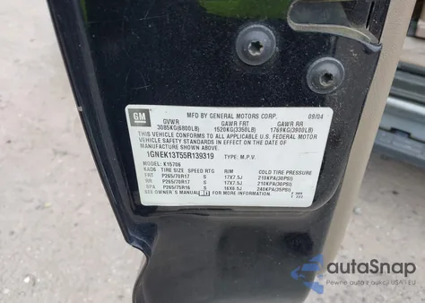 2005 Chevrolet Tahoe Z71 z USA, uszkodzony, nr VIN 1GNEK13T55R139319